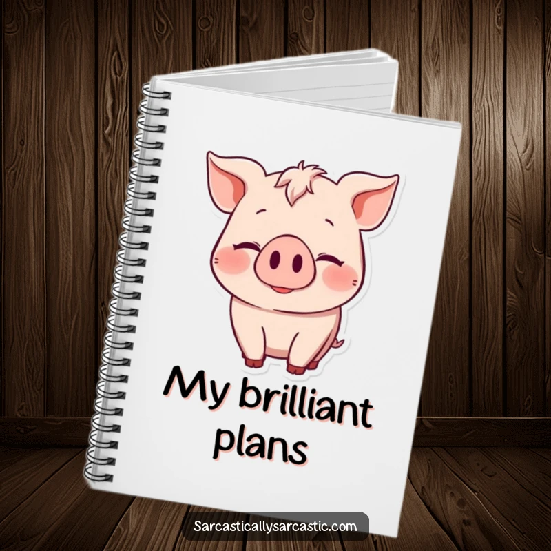 Funny Notebook: Pig with a knowing smile and subtle head nod, a humorous journal for jotting down insightful ideas.