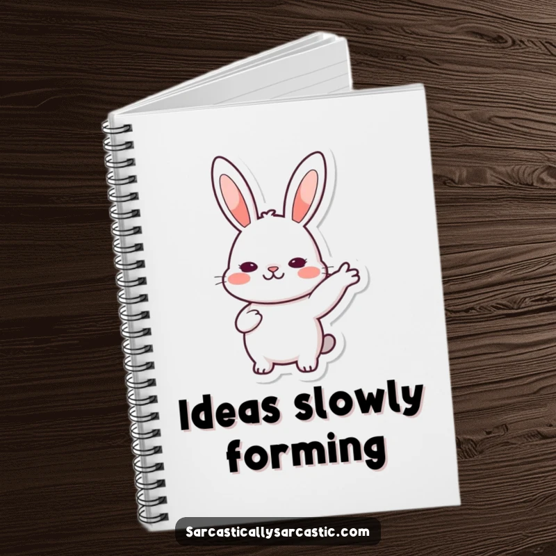 Funny Notebook: Kawaii rabbit with a slow, deliberate nod, perfect for jotting down notes with a vibe of gentle agreement, a great funny gift.