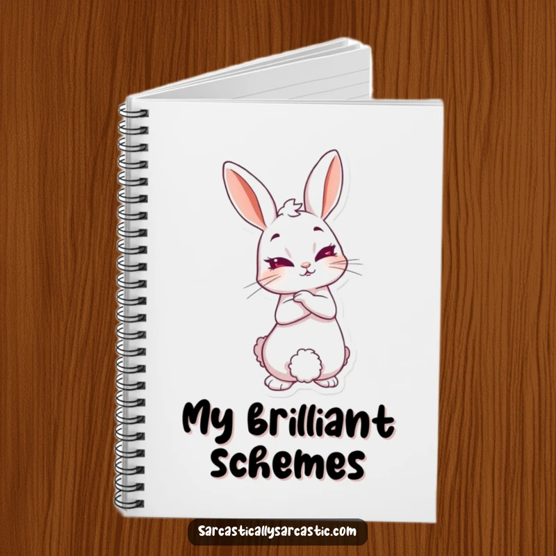 Funny knowing rabbit notebook featuring a sly rabbit with a knowing smirk, perfect for journaling clever thoughts and secret plans.