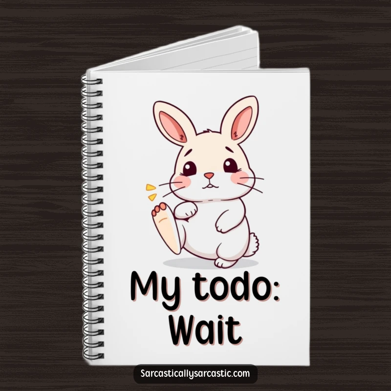 Funny Kawaii Rabbit Notebook: A cute bunny taps its foot with a funny sigh, perfect for jotting down funny notes.