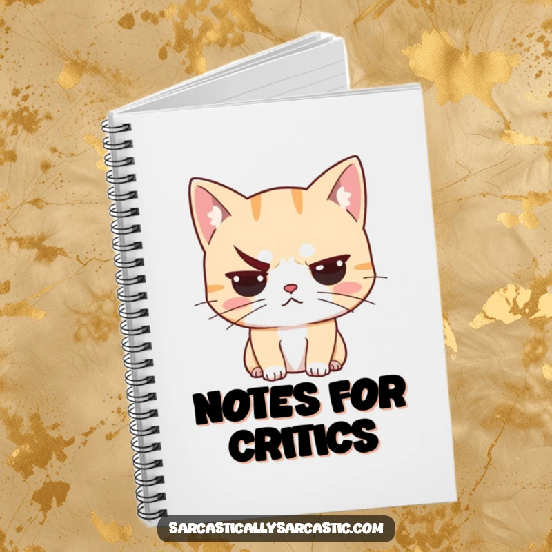 Funny unimpressed cat notebook featuring a cat with a raised eyebrow, perfect for jotting down thoughts with a side of skepticism.