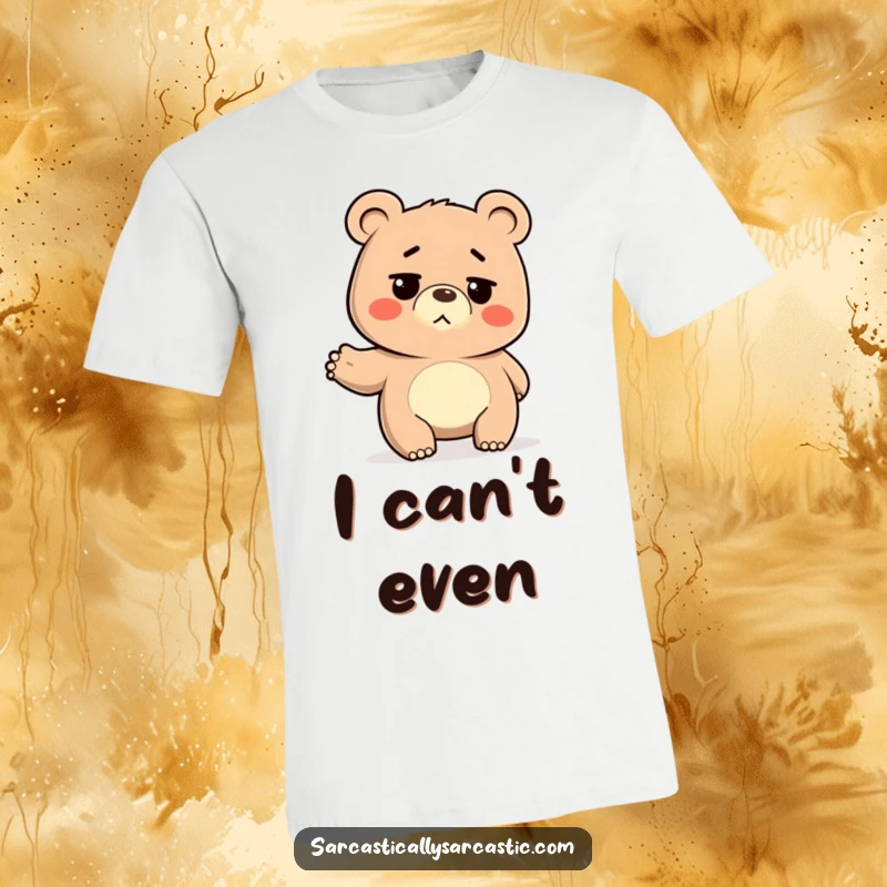 Funny T-Shirt: Deadpan bear shrugging its shoulders, a humorous representation of indifference and a carefree attitude.