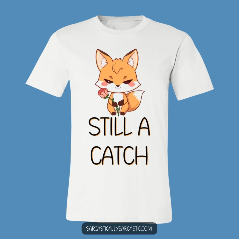 Funny Fox T-Shirt - Sly Grin, Wilted Flower Tee for Humor Lovers