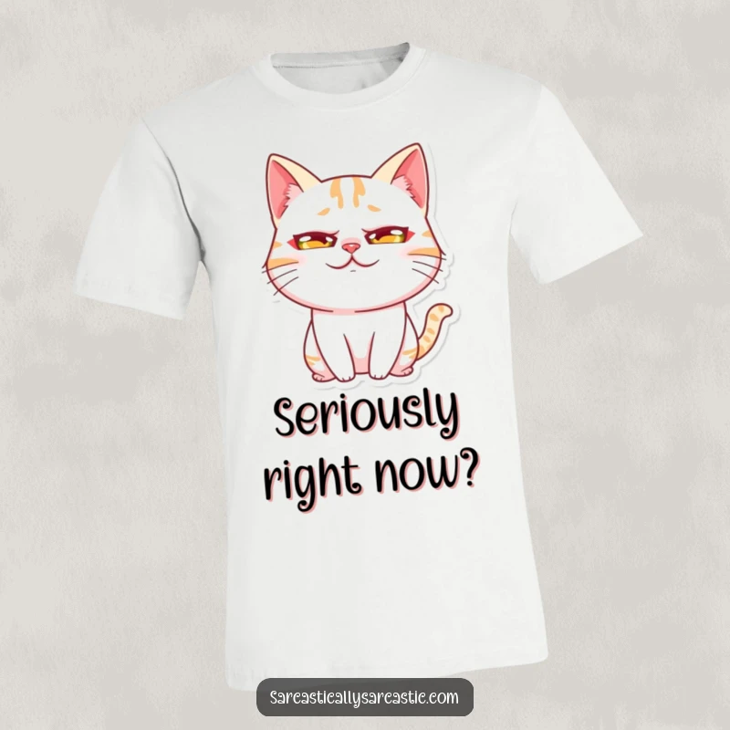 Funny Kawaii Cat Rolling Eyes T-Shirt showcasing a cute cat character with a hilariously exaggerated eye-roll, expressing relatable sass.