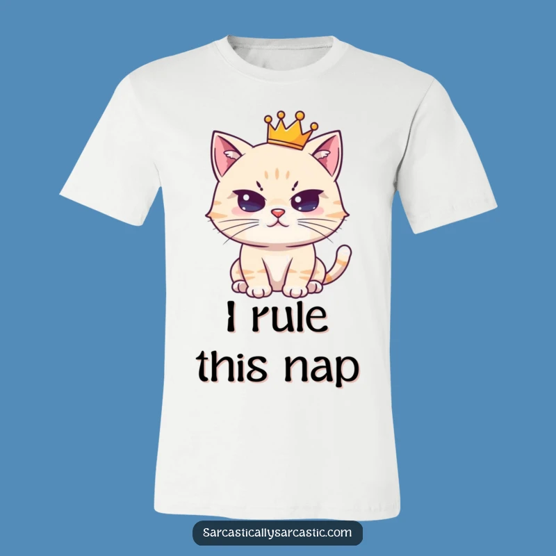Funny Crowned Cat T-Shirt: Deadpan Stare Royalty - Hilarious Funny Gift Apparel!