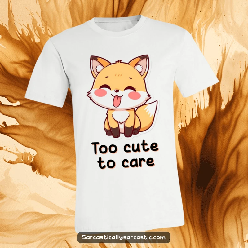 Funny t-shirt featuring a cute kawaii fox character sticking its tongue out in a playful, cheeky manner.