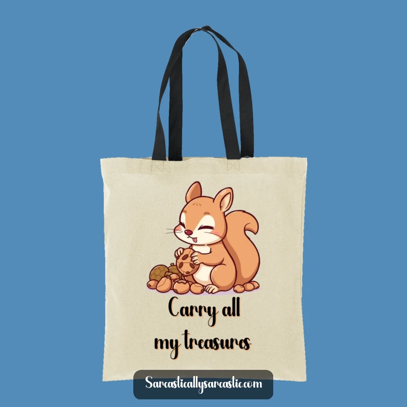 Funny Squirrel Hoarding Nuts Tote Bag: Carry Your Treasures in Style!
