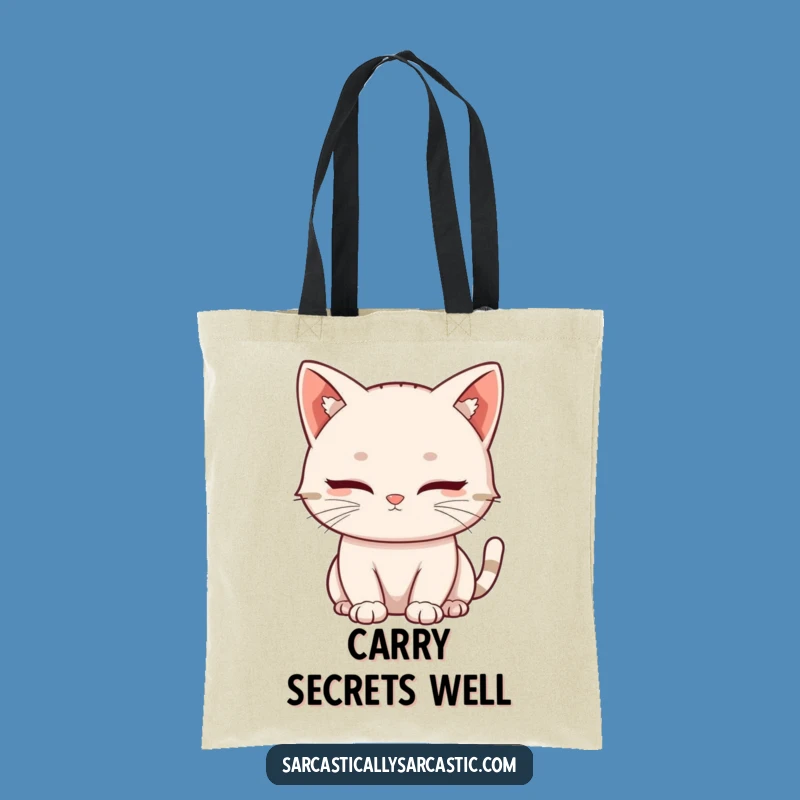 Funny Kawaii Cat Blink Tote Bag: Carry Secrets with Style