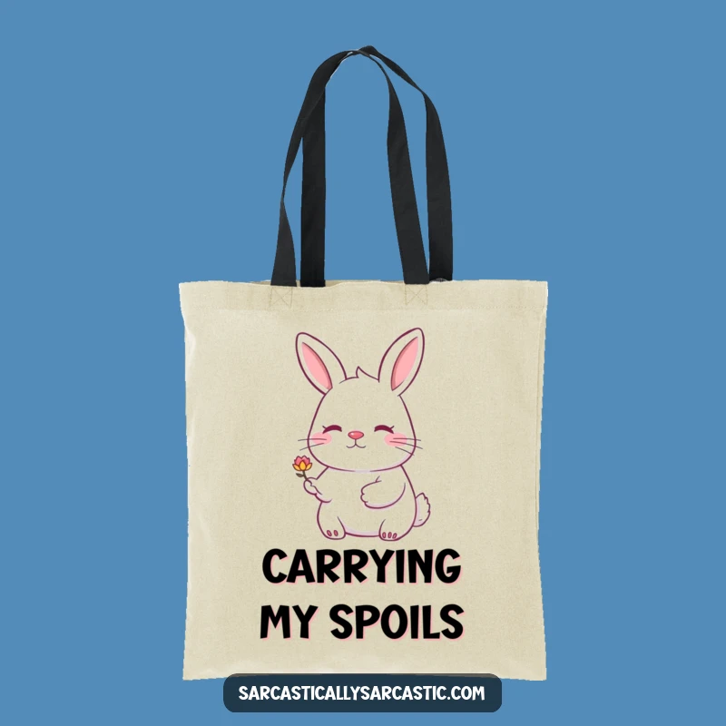 Funny Rabbit Flower Tote Bag - Carry Your Charm with a Smile