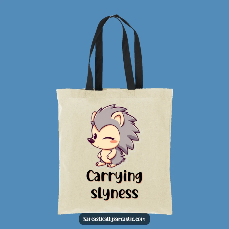 Funny Hedgehog Smirk Tote Bag: Character's Sly Carryall, Stylish Funny Gift Accessory