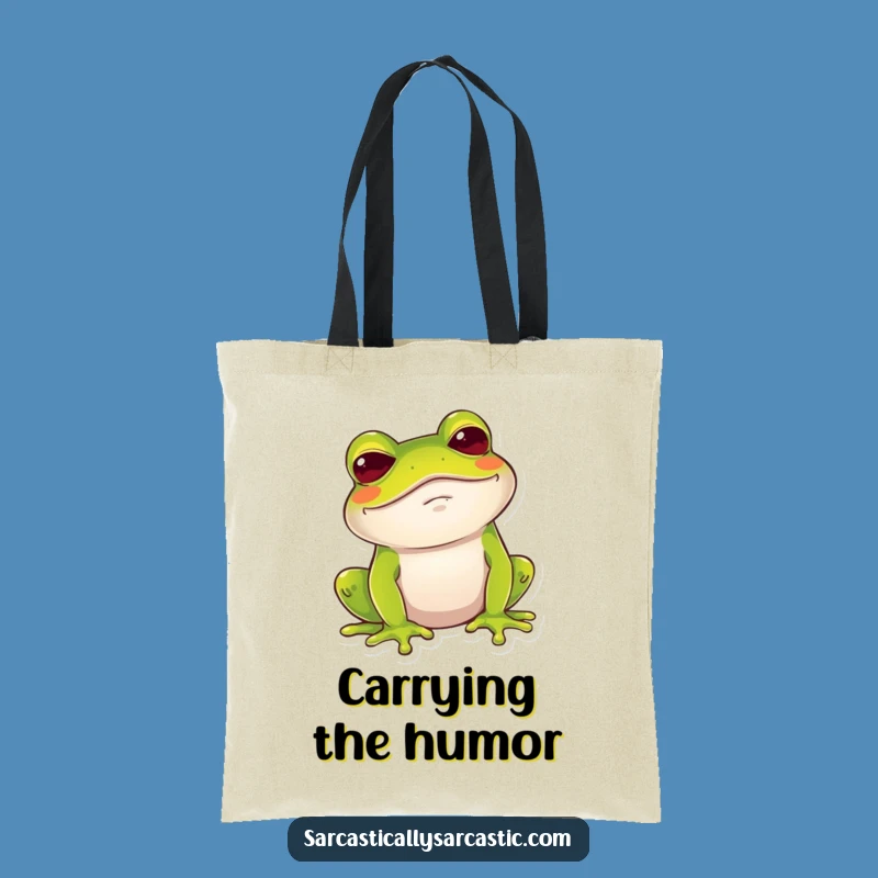 Funny Frog Chuckle Tote Bag: Amused Brow Raise Humor Carrier