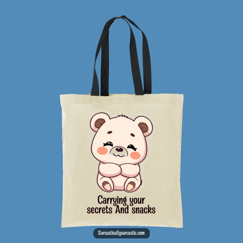 Kawaii Bear Smirk Tote Bag, Cute and Practical Funny Gift