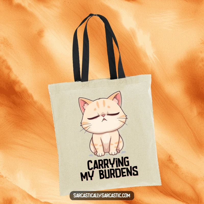 Funny Cat Tote Bag: A cat rolls its eyes dramatically while sighing, a stylish and humorous carry-all.
