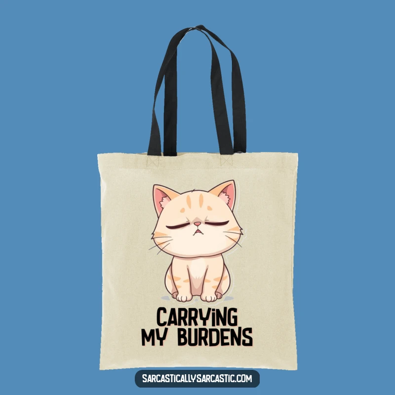 Funny Cat Eye Roll Tote Bag: Dramatic Sighing Feline Bag