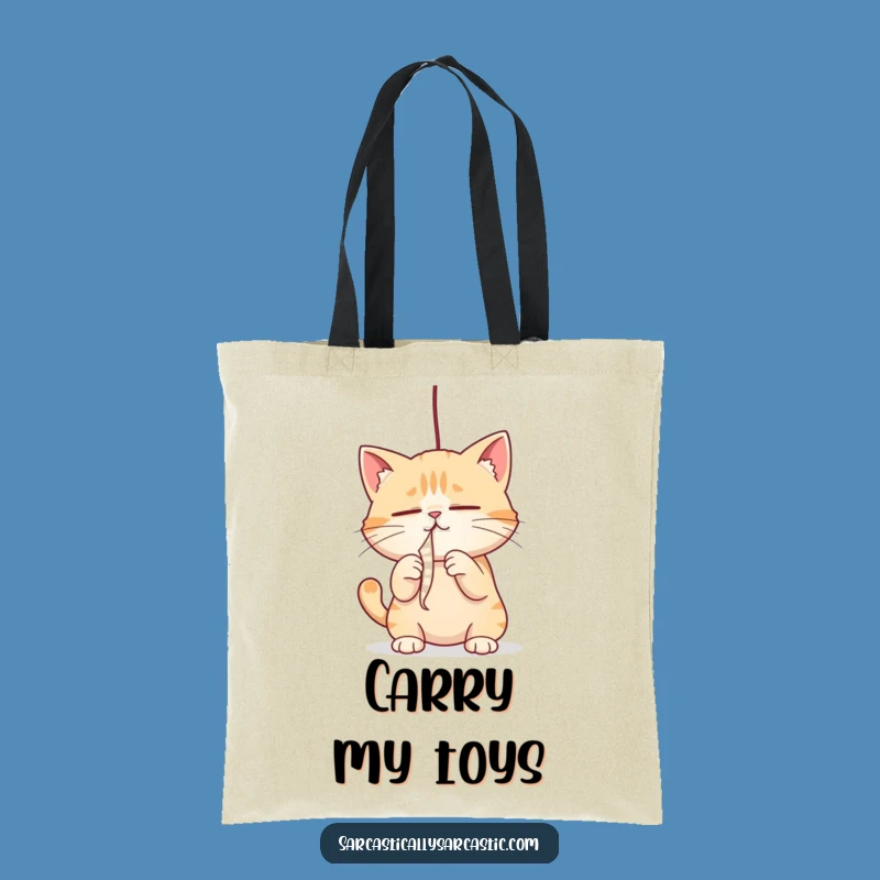 Funny Cat Tote Bag: Playful String Batting, Perfect Funny Gift for Everyday Use