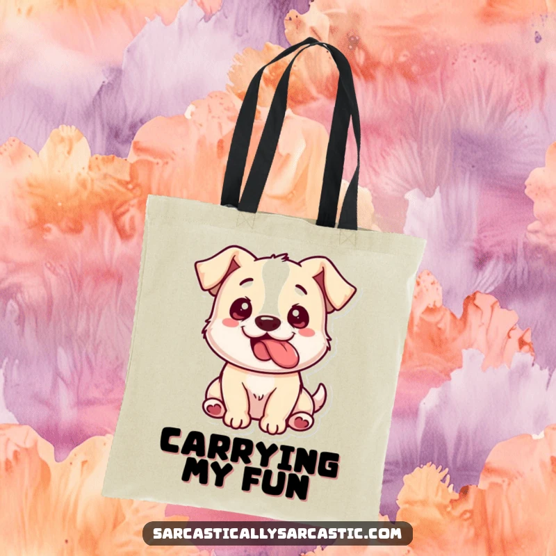 Funny Dog Tote Bag: A dog playfully sticks its tongue out from the side, a stylish and humorous carry-all.