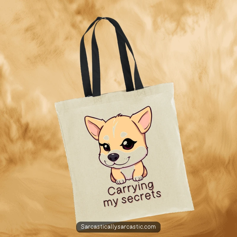 Funny Dog Tote Bag: A dog with a knowing smirk winks one eye, a stylish and humorous carry-all.