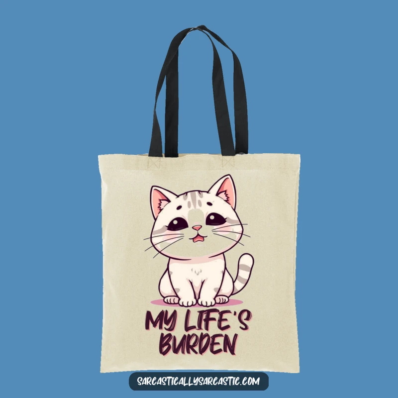 Funny Kawaii Cat Sigh Tote Bag: Carry Your Mood with Humorous Style