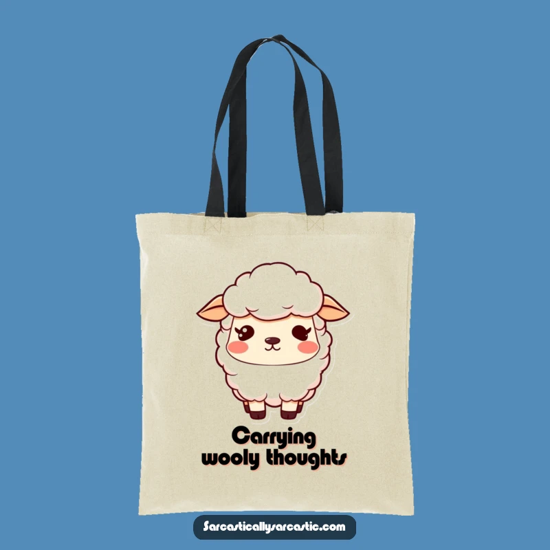 Funny Kawaii Sheep Tote Bag: Vacant Stare Smirk, Perfect Funny Gift for Everyday Mystery