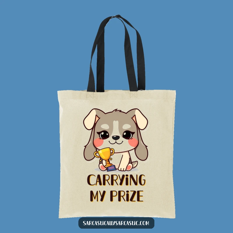 Funny Smug Dog Trophy Tote Bag - Champion Pooch Accessory, Perfect Funny Gift