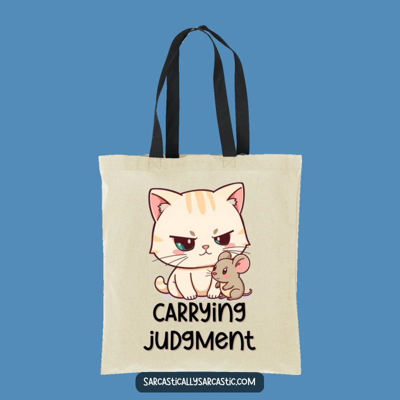 Funny Unimpressed Cat Tote Bag - Sarcastic Feline Accessory Gift